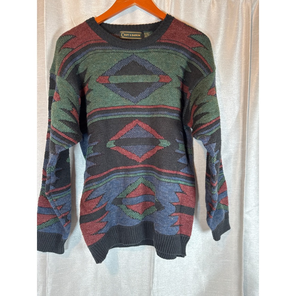 Croft & Barrow Mens Sweater XL Colorful Patterned Knit Pullover Aztec